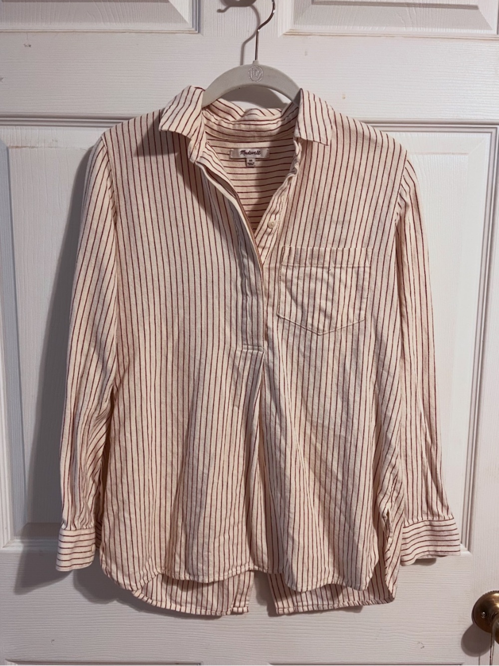Madewell | Cream Pinstripe Top - Sz XS